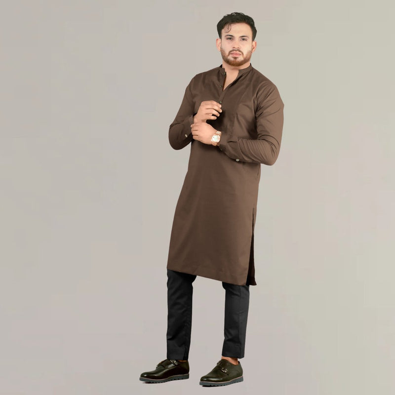 Buy Festive Hemp Kurta in Brown Colour | Shop Verified Sustainable Products on Brown Living