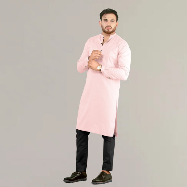 Buy Festive Hemp Kurta in Light Pink | Shop Verified Sustainable Products on Brown Living