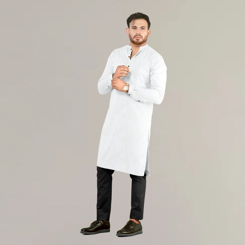 Buy Festive Hemp Kurta in White Colour | Shop Verified Sustainable Products on Brown Living