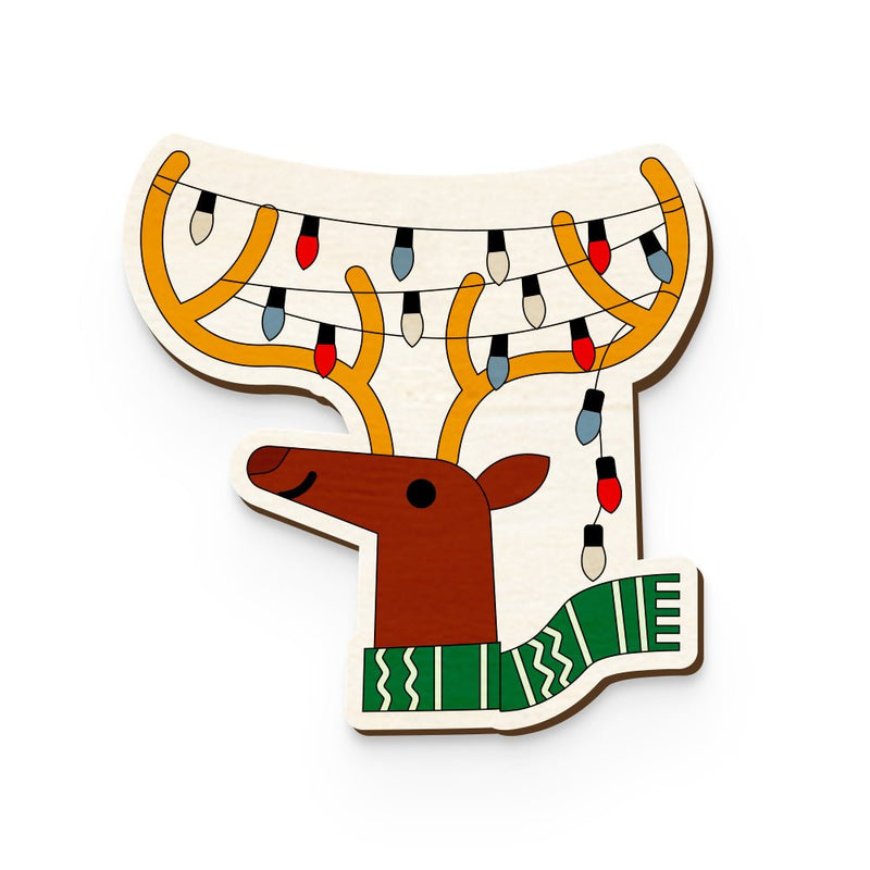 Buy Festive Reindeer Hand Painted Wooden Pin | Shop Verified Sustainable Products on Brown Living