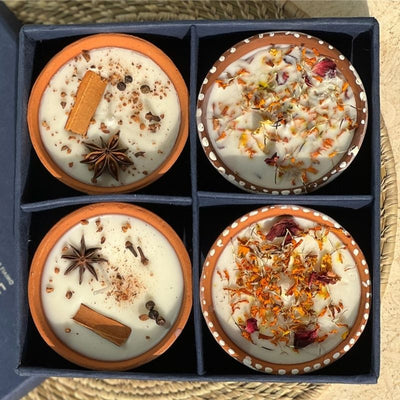Festive Set of 4 Soywax Candle Giftbox – Gift Giving on Brown Living™. SKU: GRGTB01. Img 2.