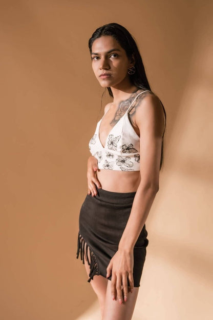 Fia Top | Hand Painted Cotton Knit Crop Top (White) | Verified Sustainable by Brown Living™