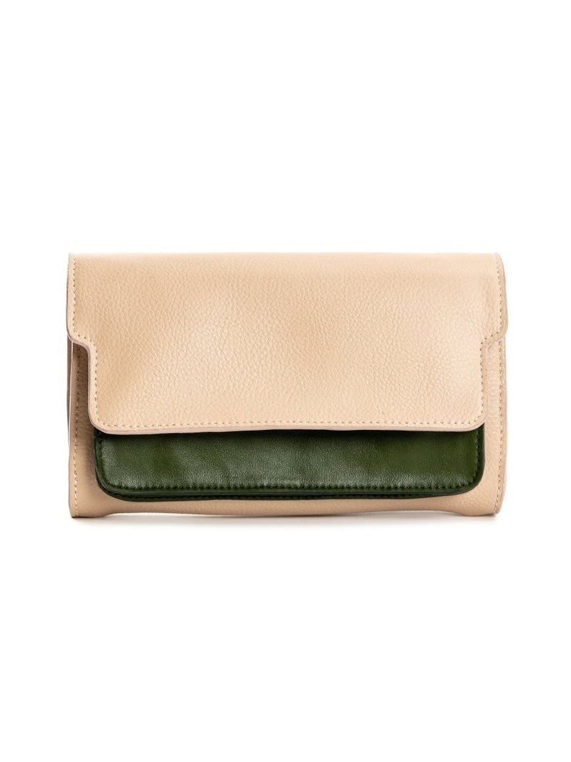Buy Fides (Almond & Green) | Women's bag made with Apple Leather | Shop Verified Sustainable Womens Wallet on Brown Living™