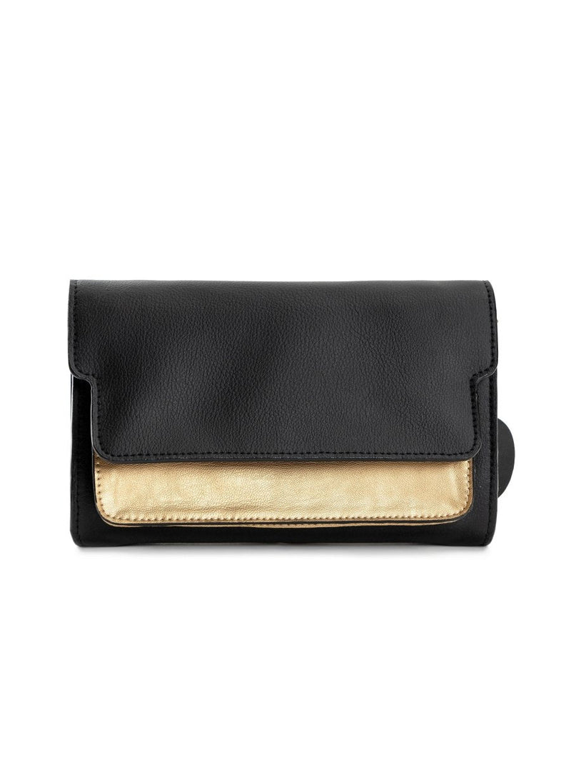 Fides (Black & Gold) | Women's bag made with Apple Leather | Verified Sustainable Womens Wallet on Brown Living™