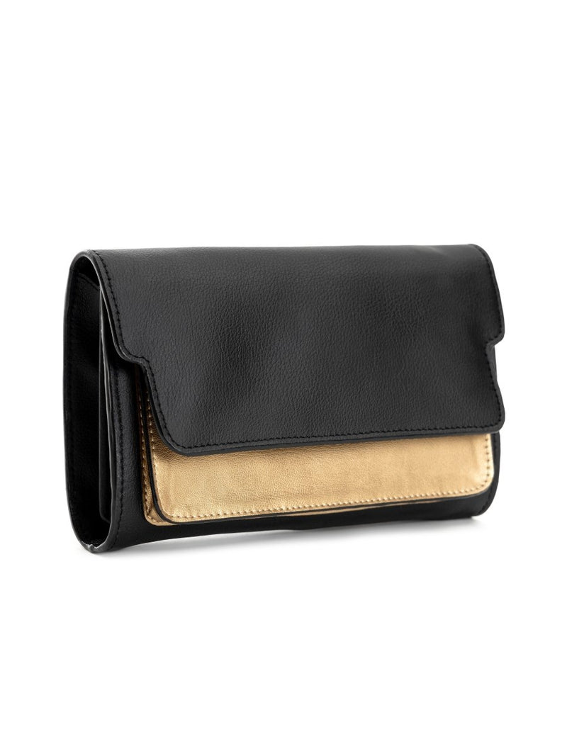 Buy Fides (Black & Gold) | Women's bag made with Apple Leather | Shop Verified Sustainable Womens Wallet on Brown Living™