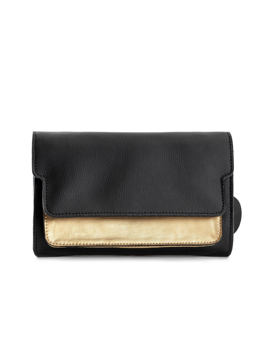 Fides (Black & Gold) | Women's bag made with Apple Leather | Verified Sustainable by Brown Living™