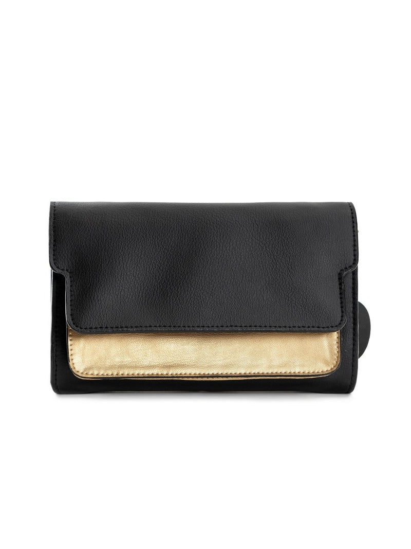 Buy Fides (Black & Gold) | Women's bag made with Apple Leather | Shop Verified Sustainable Womens Wallet on Brown Living™