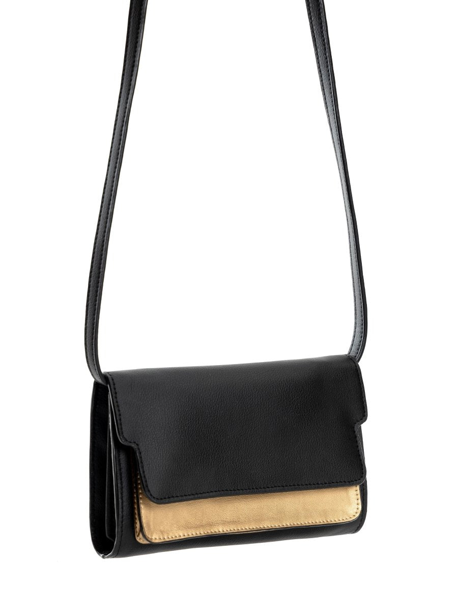 Fides (Black & Gold) | Women's bag made with Apple Leather | Verified Sustainable by Brown Living™