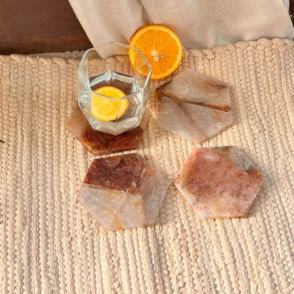 Buy Fire Quartz Hexagon Coaster | Set of 4 | Shop Verified Sustainable Products on Brown Living
