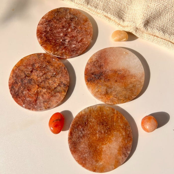 Buy Fire Quartz Round Coaster | Set of 4 | Shop Verified Sustainable Table Decor on Brown Living™