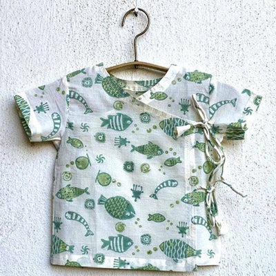 Fish Print Angarakha Top with Pants – Kids Daywear Sets on Brown Living™. SKU: KOI - MNT - ANGPJ - 03. Img 3.