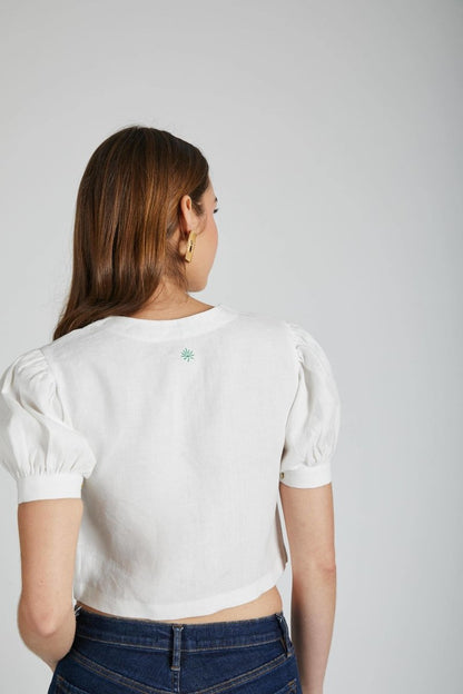 Flame Puff Sleeve Top White | Verified Sustainable by Brown Living™