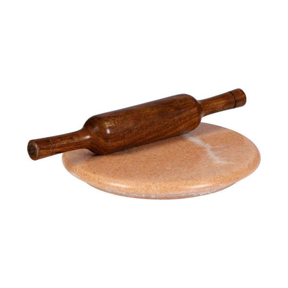 Flamingo Pink Chakla Belan/Rolling Board & Pin Set - 9" Marble | Verified Sustainable by Brown Living™