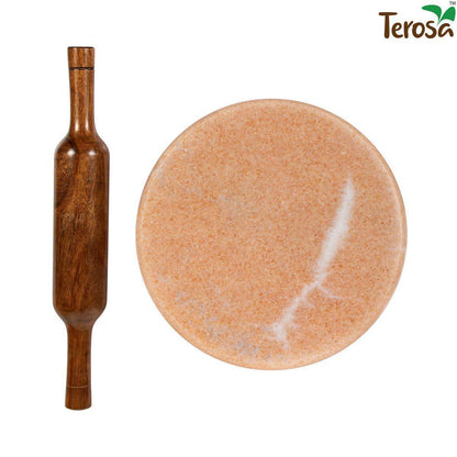 Flamingo Pink Chakla Belan/Rolling Board & Pin Set - 9" Marble | Verified Sustainable by Brown Living™