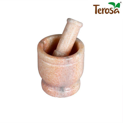 Flamingo Pink Mortar & Pestle Set or Ohkli Musal or Idi Kallu or Spice Grinder - Comfy - 4x4inch - Marble | Verified Sustainable by Brown Living™