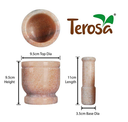 Flamingo Pink Mortar & Pestle Set or Ohkli Musal or Idi Kallu or Spice Grinder - Comfy - 4x4inch - Marble | Verified Sustainable by Brown Living™
