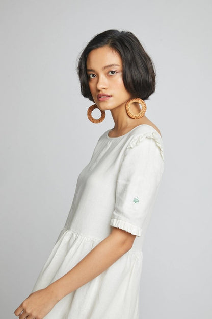 Flare Ruffles Dress White | Verified Sustainable by Brown Living™