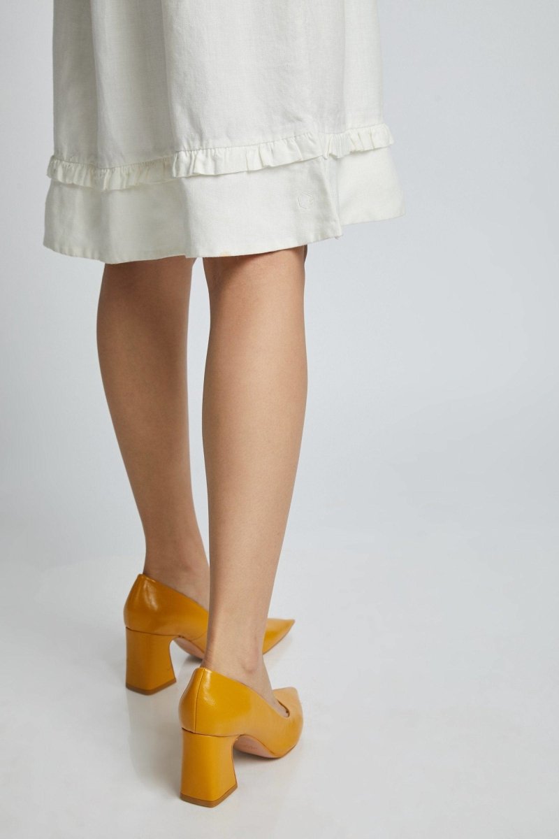 Buy Flare Ruffles Dress White | Shop Verified Sustainable Products on Brown Living