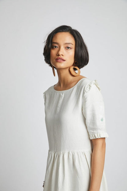 Flare Ruffles Dress White | Verified Sustainable by Brown Living™