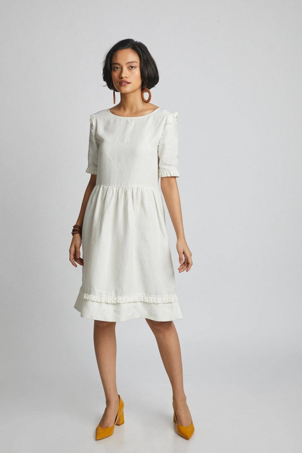 Buy Flare Ruffles Dress White | Shop Verified Sustainable Womens Dress on Brown Living™