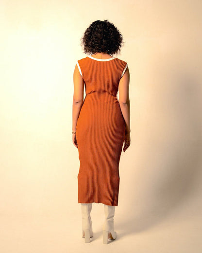 Flavia Dress - Hand Knitted Cut Out Dress | Orange | Verified Sustainable by Brown Living™