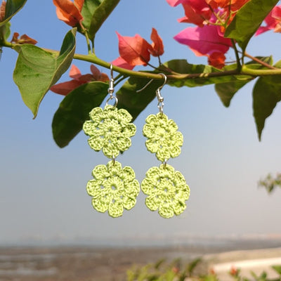 Floral Diva - Handmade Crochet Earring – Womens Earrings on Brown Living™. SKU: WT - FD - 2. Img 1.