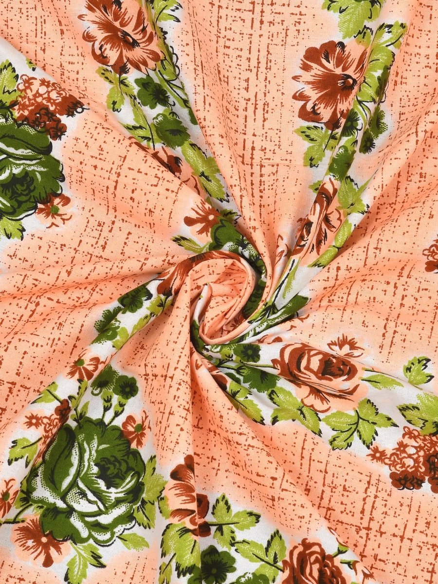 Jaipuri Hand Printed Queen Size Cotton Green Bedsheet with Pillow Covers | Verified Sustainable by Brown Living™