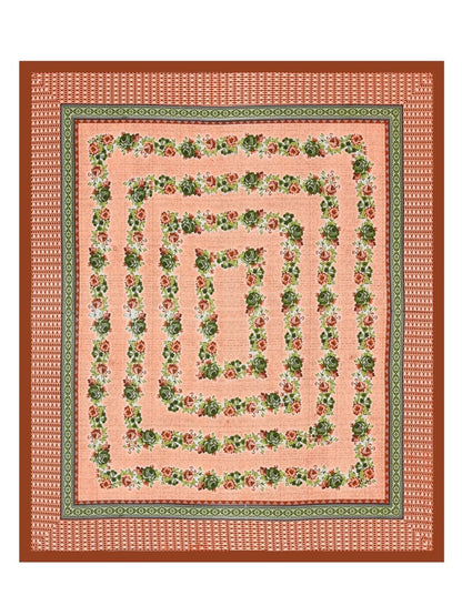 Jaipuri Hand Printed Queen Size Cotton Green Bedsheet with Pillow Covers | Verified Sustainable by Brown Living™