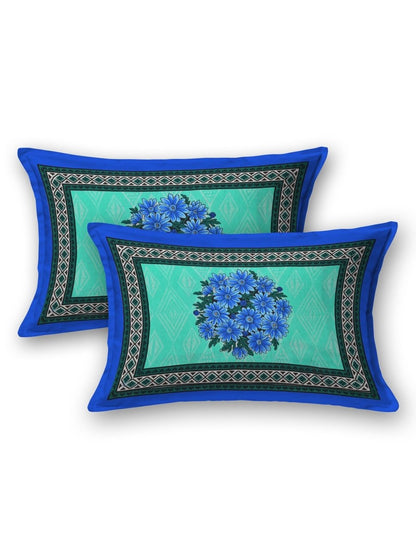 Jaipuri Hand Printed Queen Size Cotton Grey Bedsheet with Pillow Covers | Verified Sustainable by Brown Living™