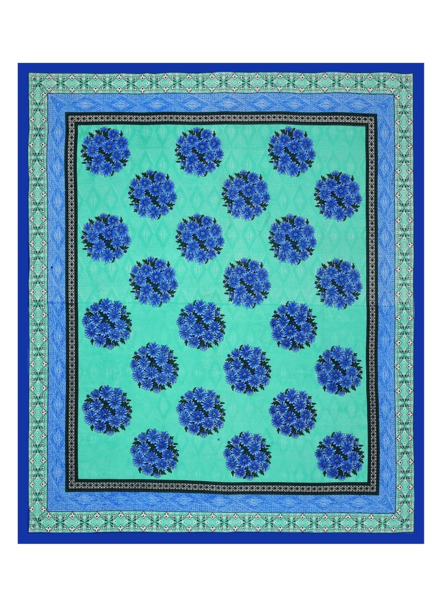 Jaipuri Hand Printed Queen Size Cotton Grey Bedsheet with Pillow Covers | Verified Sustainable by Brown Living™