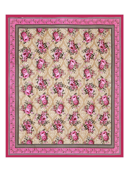 Floral Jaipuri Hand Printed Queen Size Cotton Maroon Bedsheet with Pillow Covers | Verified Sustainable by Brown Living™