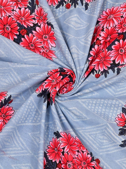 Floral Jaipuri Hand Printed Queen Size Cotton Red Bedsheet with Pillow Covers – Bed Linens by Patricko available on Brown Living™. . SKU: PP - 214. Img 3.