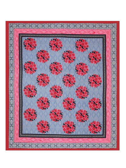 Floral Jaipuri Hand Printed Queen Size Cotton Red Bedsheet with Pillow Covers – Bed Linens by Patricko available on Brown Living™. . SKU: PP - 214. Img 2.