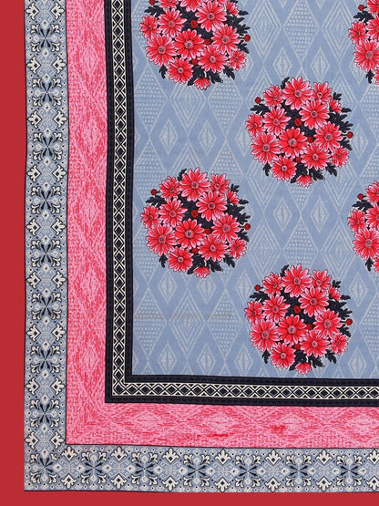 Floral Jaipuri Hand Printed Queen Size Cotton Red Bedsheet with Pillow Covers – Bed Linens by Patricko available on Brown Living™. . SKU: PP - 214. Img 4.