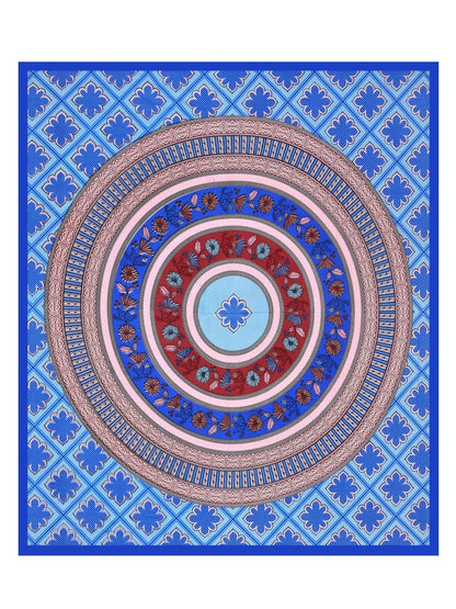 Floral Jaipuri Hand Printed Queen Size Cotton Teal Bedsheet with Pillow Covers – Bed Linens by Patricko available on Brown Living™. . SKU: PP - 224. Img 2.