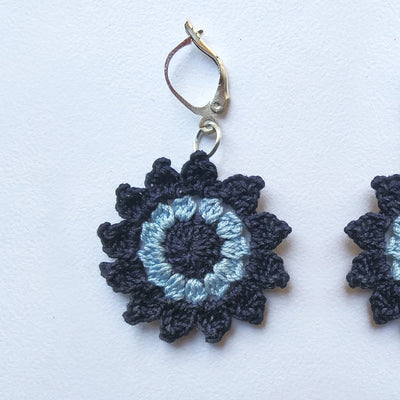 Floral Mandala Earrings - Blue – Womens Earrings on Brown Living™. SKU: WT - FM - 01. Img 3.