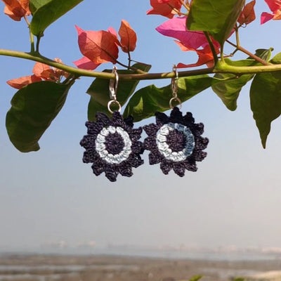 Floral Mandala Earrings - Blue – Womens Earrings on Brown Living™. SKU: WT - FM - 01. Img 1.