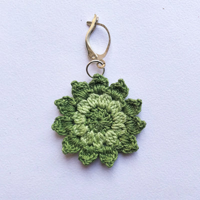 Floral Mandala Earrings - Green – Womens Earrings on Brown Living™. SKU: WT - FM - 02. Img 2.