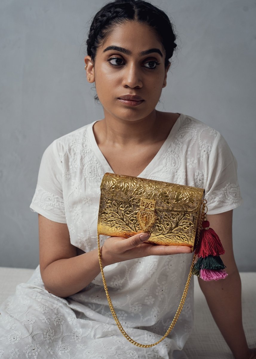 Floral Paatr Purse (Gold) | Verified Sustainable by Brown Living™