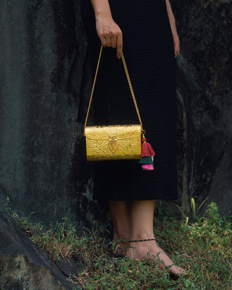 Buy Floral Paatr Purse (Gold) | Shop Verified Sustainable Products on Brown Living