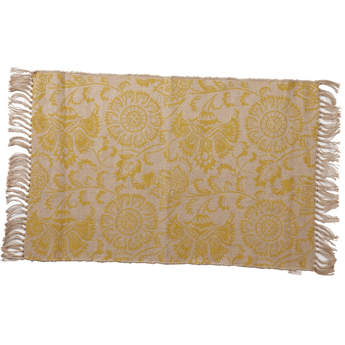 Floral Printed Jute Rug (Ocre) | Verified Sustainable by Brown Living™