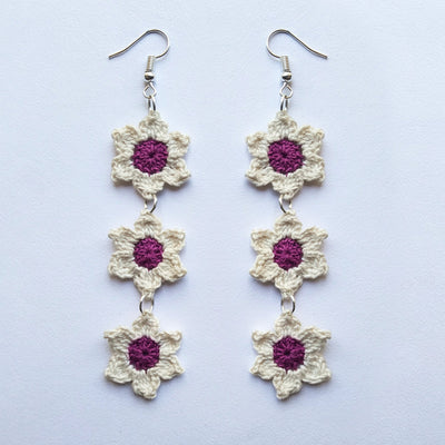Floral Star Earrings - Magenta – Womens Earrings on Brown Living™. SKU: WT - FS - 03. Img 1.