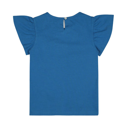 Flutter Sleeve Cotton Top - Deep Water Blue | Verified Sustainable by Brown Living™