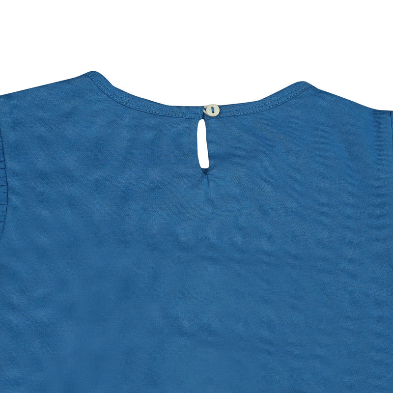 Flutter Sleeve Cotton Top- Deep Water Blue | Verified Sustainable Kids Tops on Brown Living™