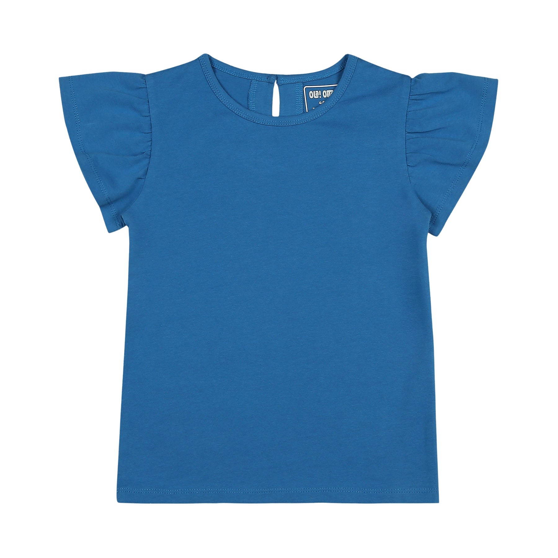 Flutter Sleeve Cotton Top - Deep Water Blue | Verified Sustainable by Brown Living™