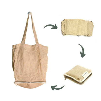 Foldable and Reusable Jute Cotton Shopping Bag | Verified Sustainable by Brown Living™