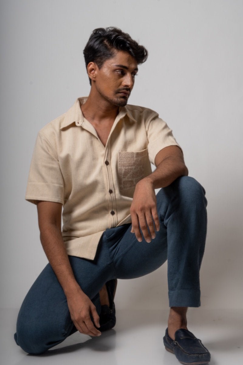 Folded Hem Pants | Charcoal color | Khadi denim | Verified Sustainable by Brown Living™