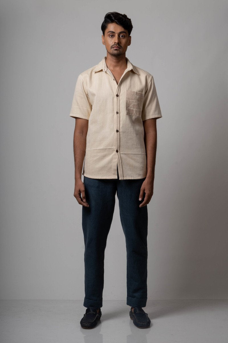 Folded Hem Pants | Charcoal color | Khadi denim | Verified Sustainable by Brown Living™