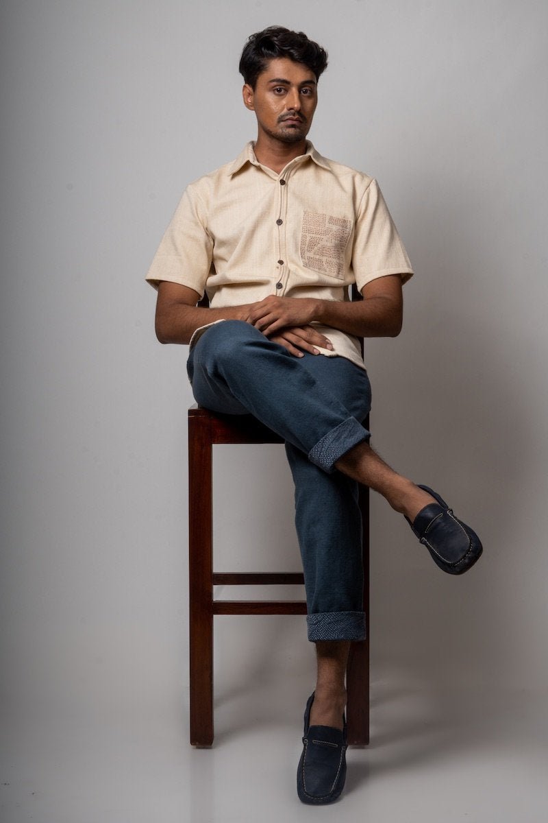 Folded Hem Pants | Charcoal color | Khadi denim | Verified Sustainable by Brown Living™