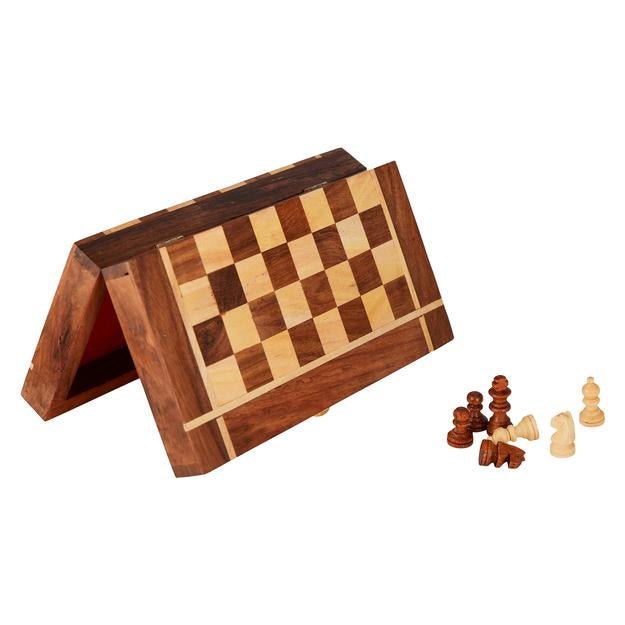 Buy Wooden Handcrafted Foldable Magnetic Chess Board Set 10x10 Inches | Shop Verified Sustainable Learning & Educational Toys on Brown Living™